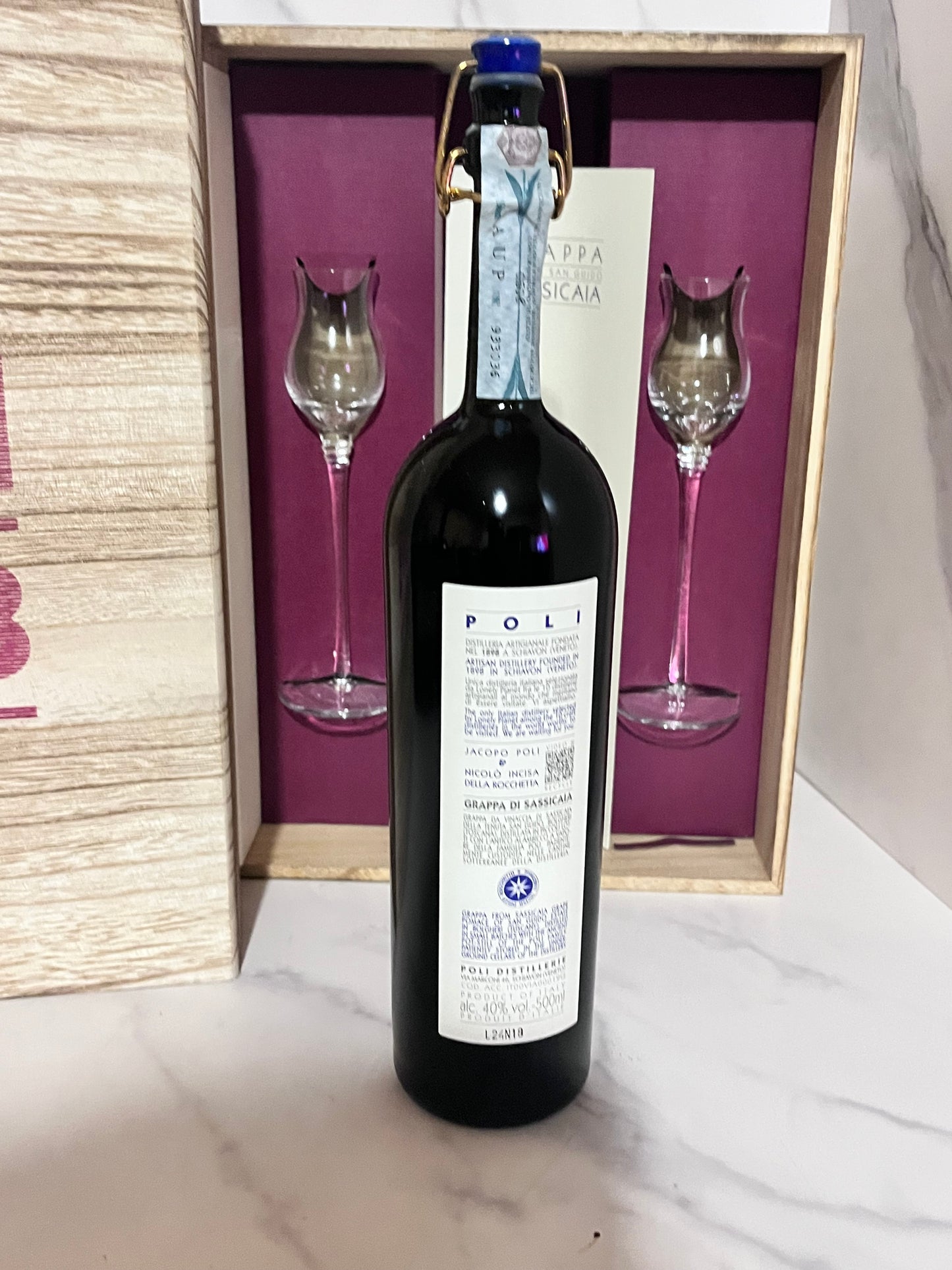 GRAPPA SASSICAIA + 2 BICCHIERI