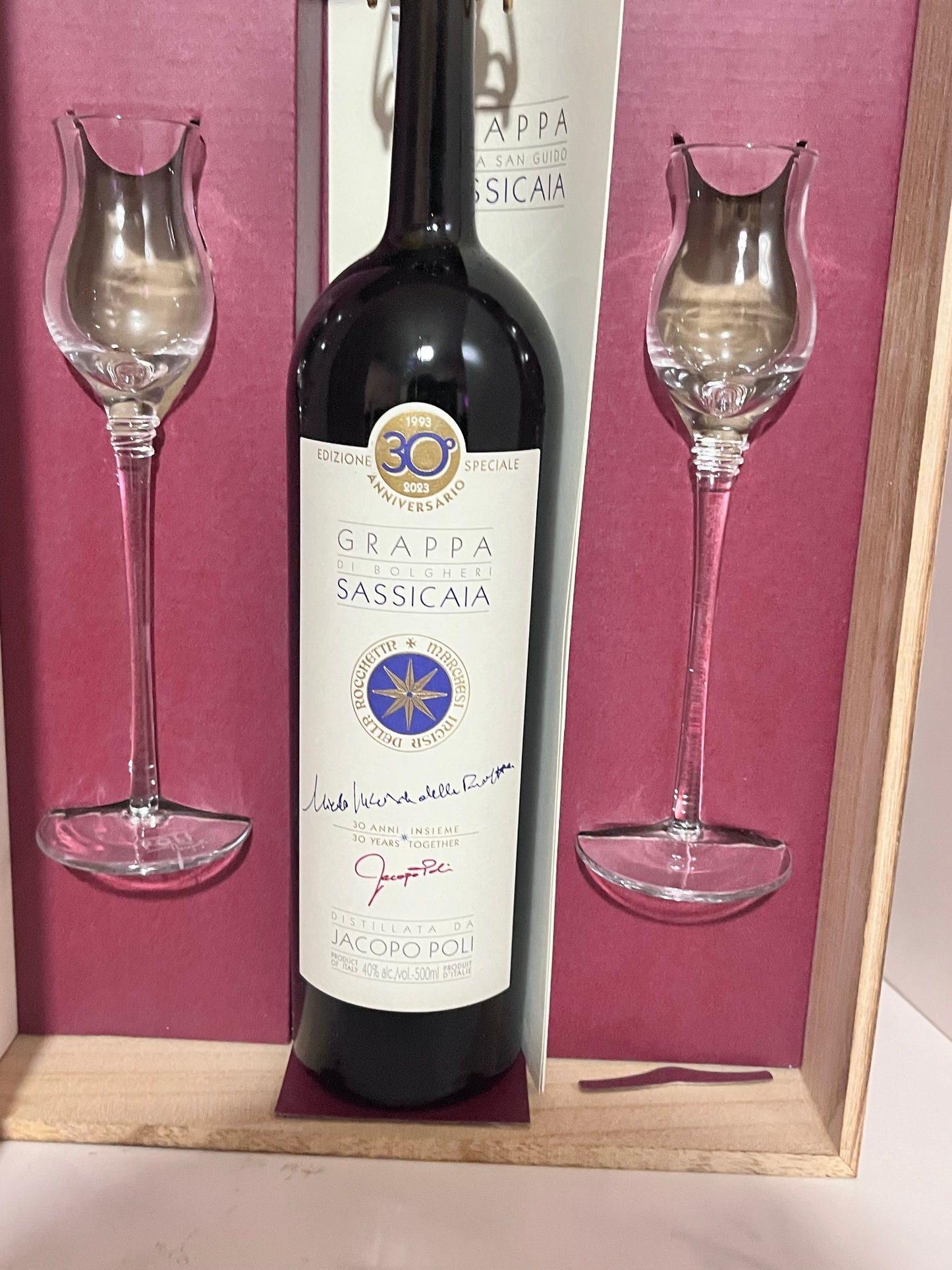 GRAPPA SASSICAIA + 2 BICCHIERI