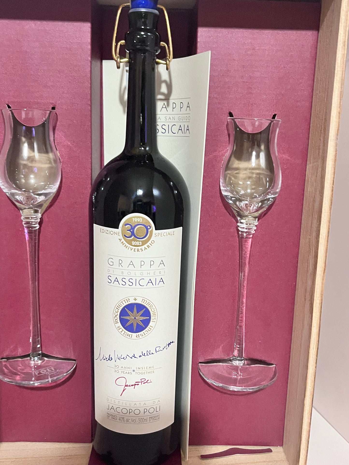 GRAPPA SASSICAIA + 2 BICCHIERI