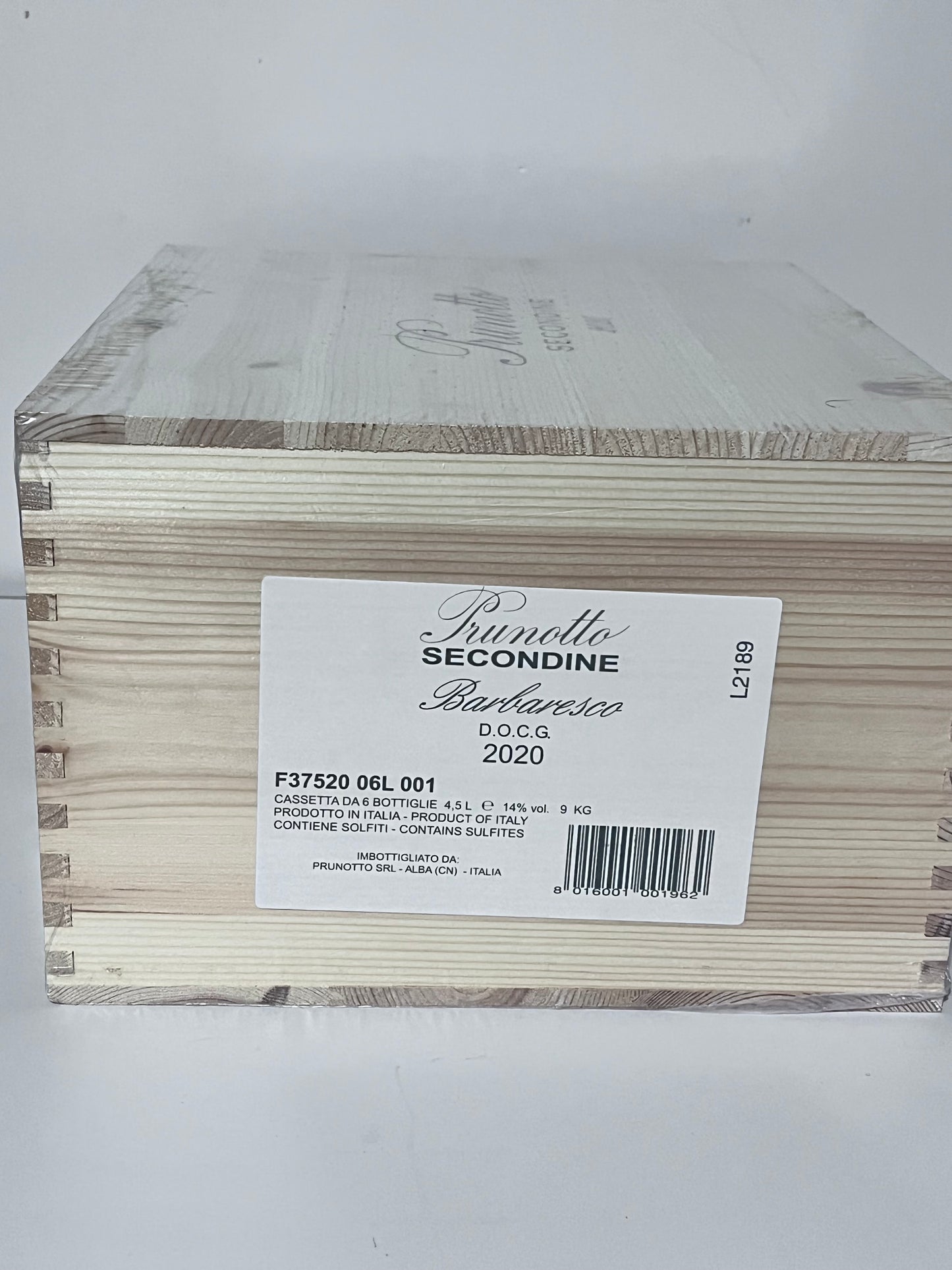 PRUNOTTO “SECONDINE” 2020 – CASSA IN LEGNO ORIGINALE, BARBARESCO DOCG