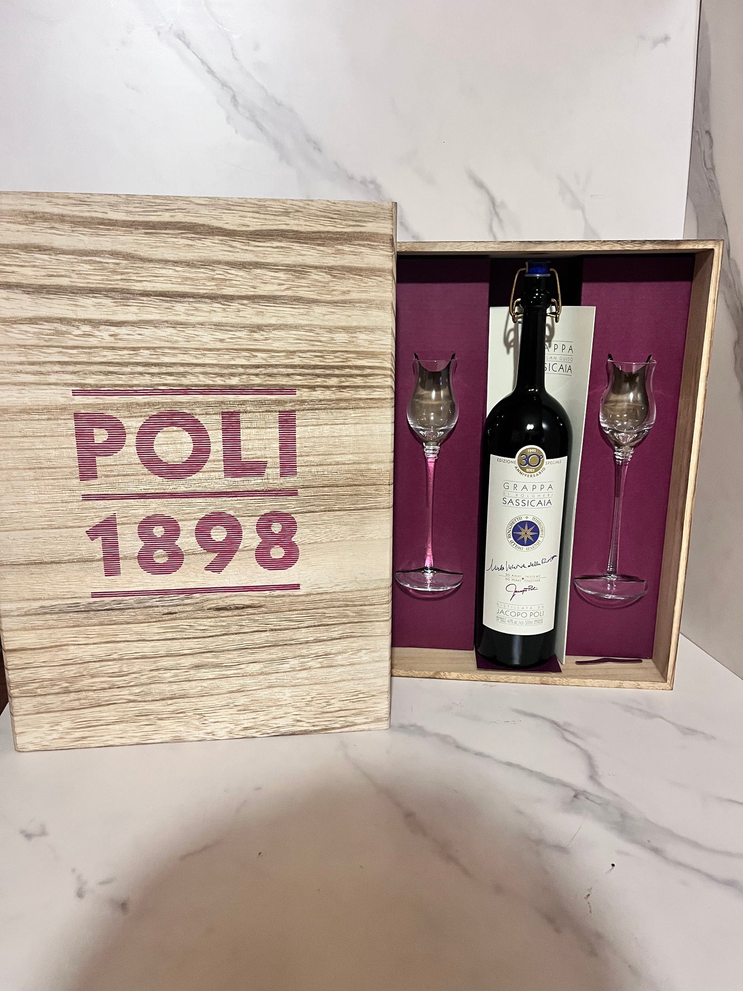 GRAPPA SASSICAIA + 2 BICCHIERI