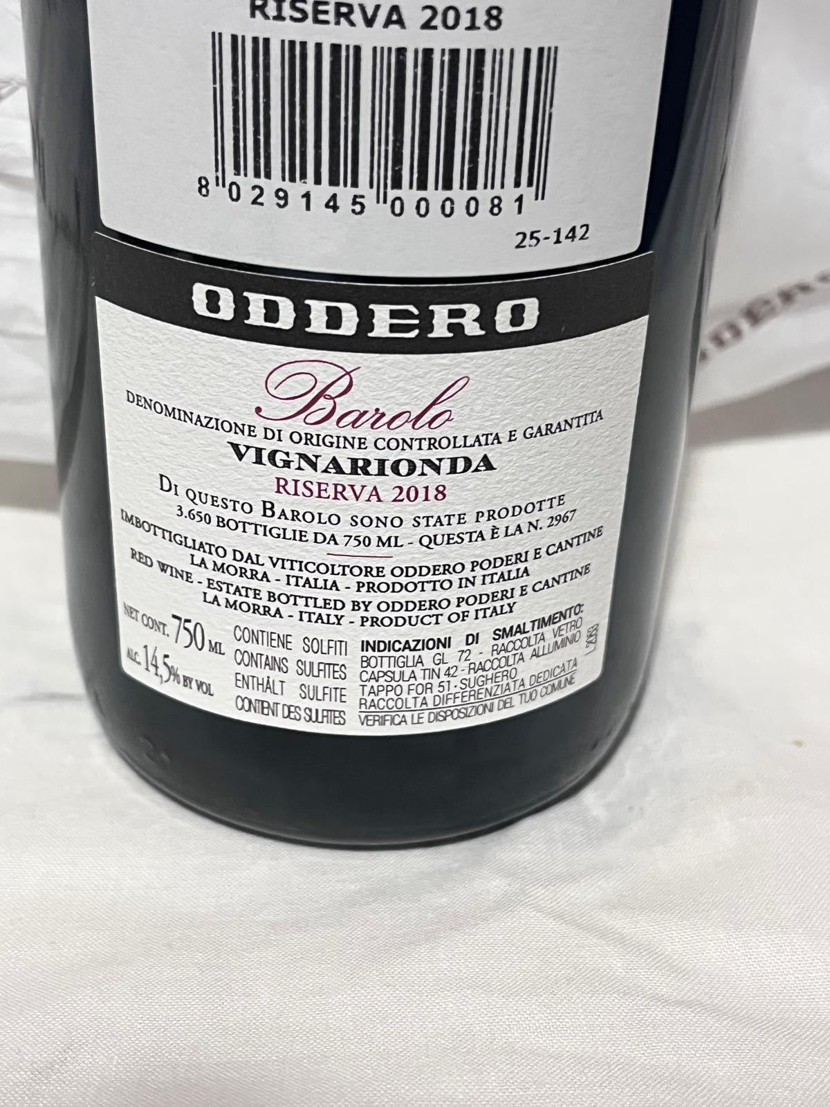 Barolo Vignarionda Riserva 2018 75 cl Oddero
