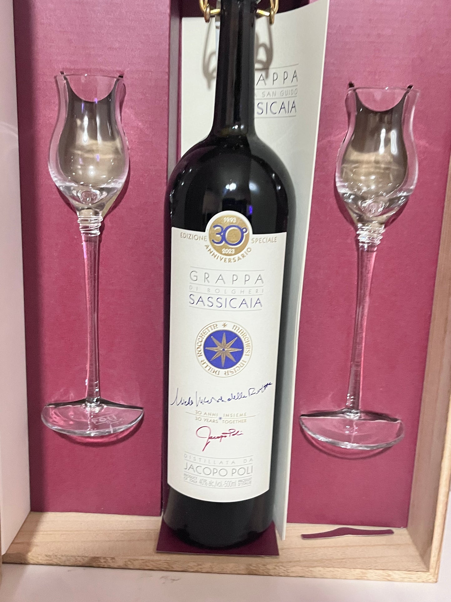 GRAPPA SASSICAIA + 2 BICCHIERI
