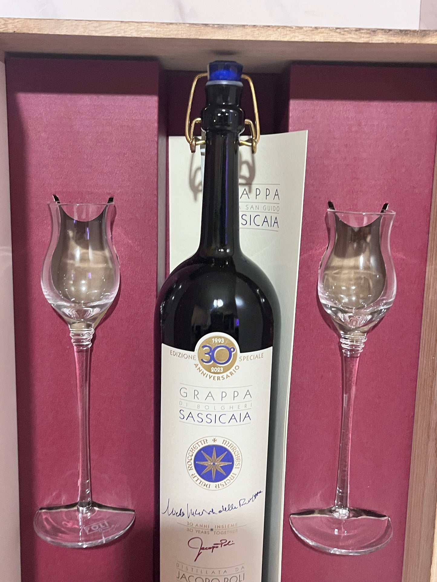 GRAPPA SASSICAIA + 2 BICCHIERI