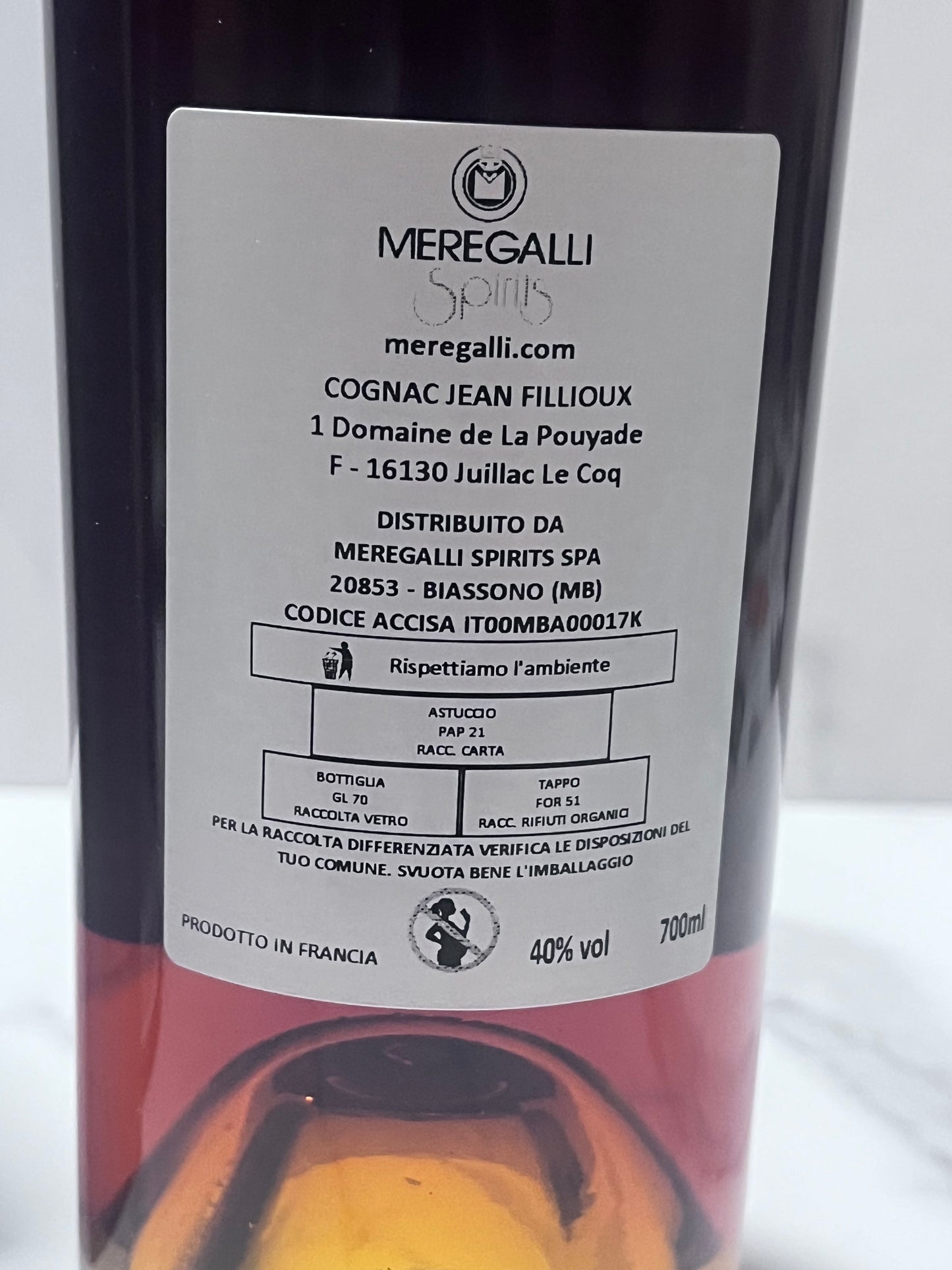 JEAN FILLIOUX COGNAC GRANDE CHAMPAGNE RISERVA DI FAMIGLIA