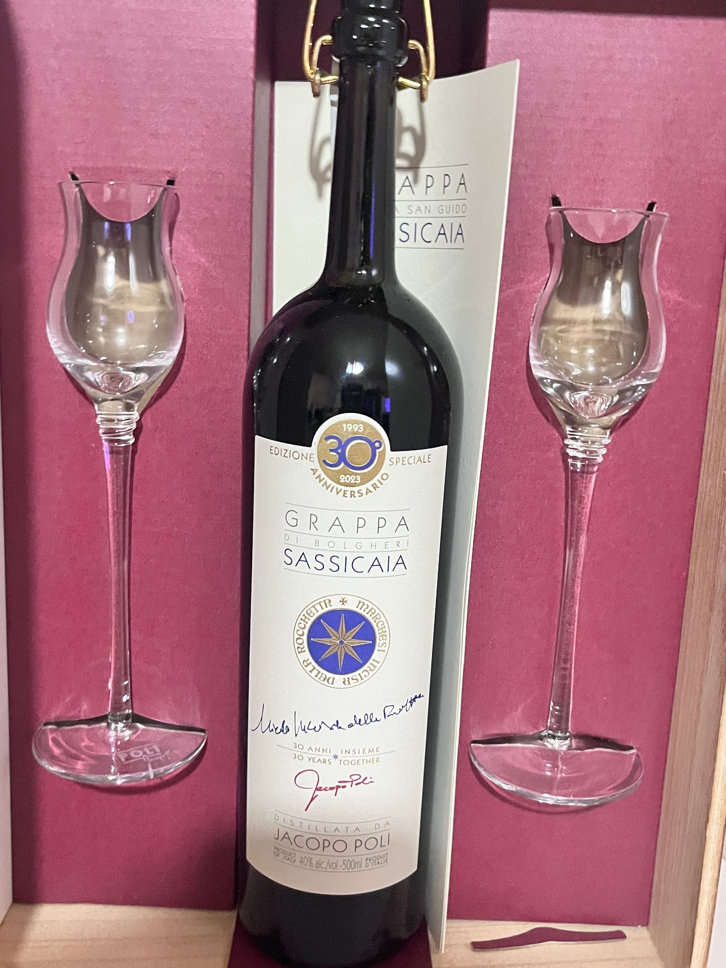 GRAPPA SASSICAIA + 2 BICCHIERI