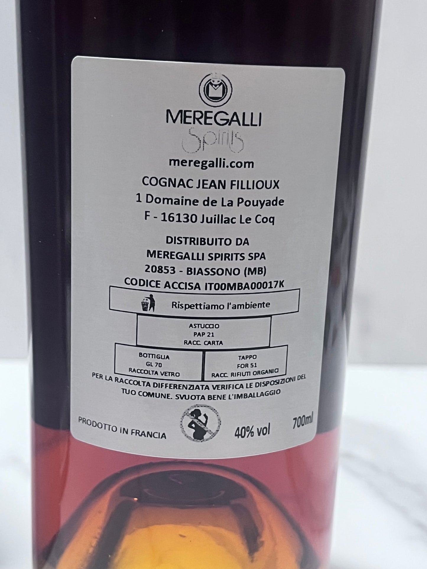 JEAN FILLIOUX COGNAC GRANDE CHAMPAGNE RISERVA DI FAMIGLIA