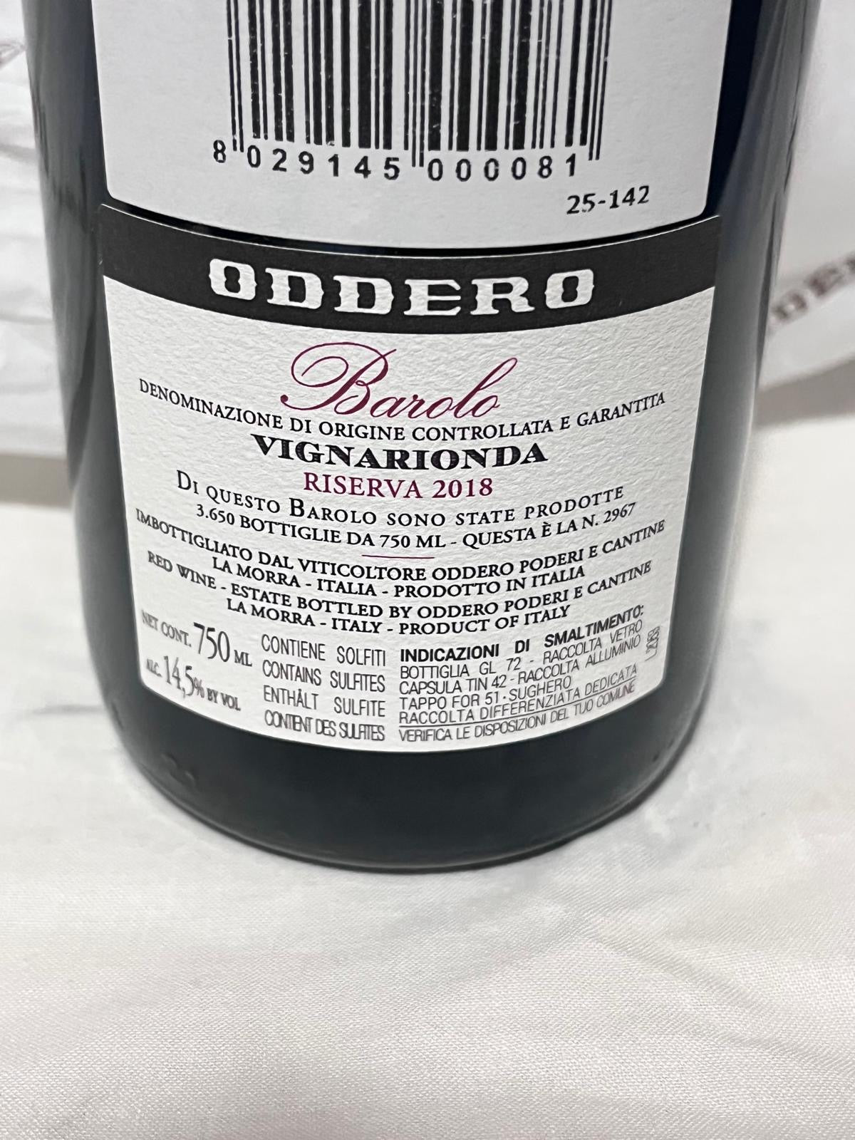 Barolo Vignarionda Riserva 2018 75 cl Oddero