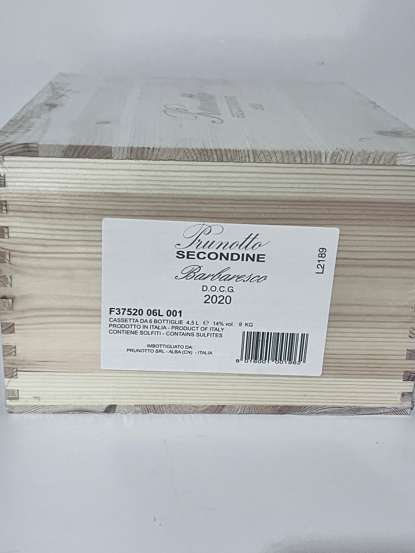PRUNOTTO “SECONDINE” 2020 – CASSA IN LEGNO ORIGINALE, BARBARESCO DOCG